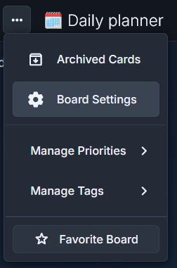 Board settings