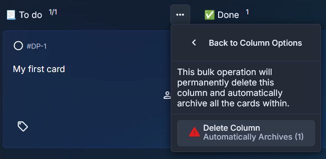 Delete column